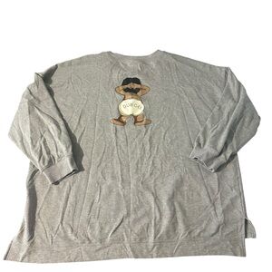 DUBGEE by Whoopi Women's 3X Gray Grey Graphic Sweatshirt Cotton Blend